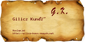 Gilicz Kunó névjegykártya
